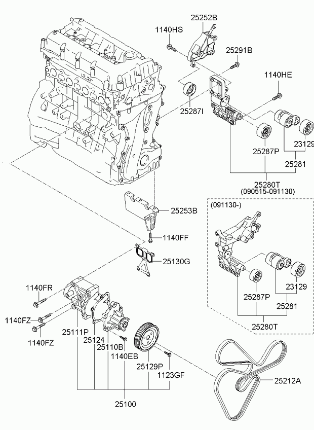 Помпа водяная для Киа Соренто 2009-2012