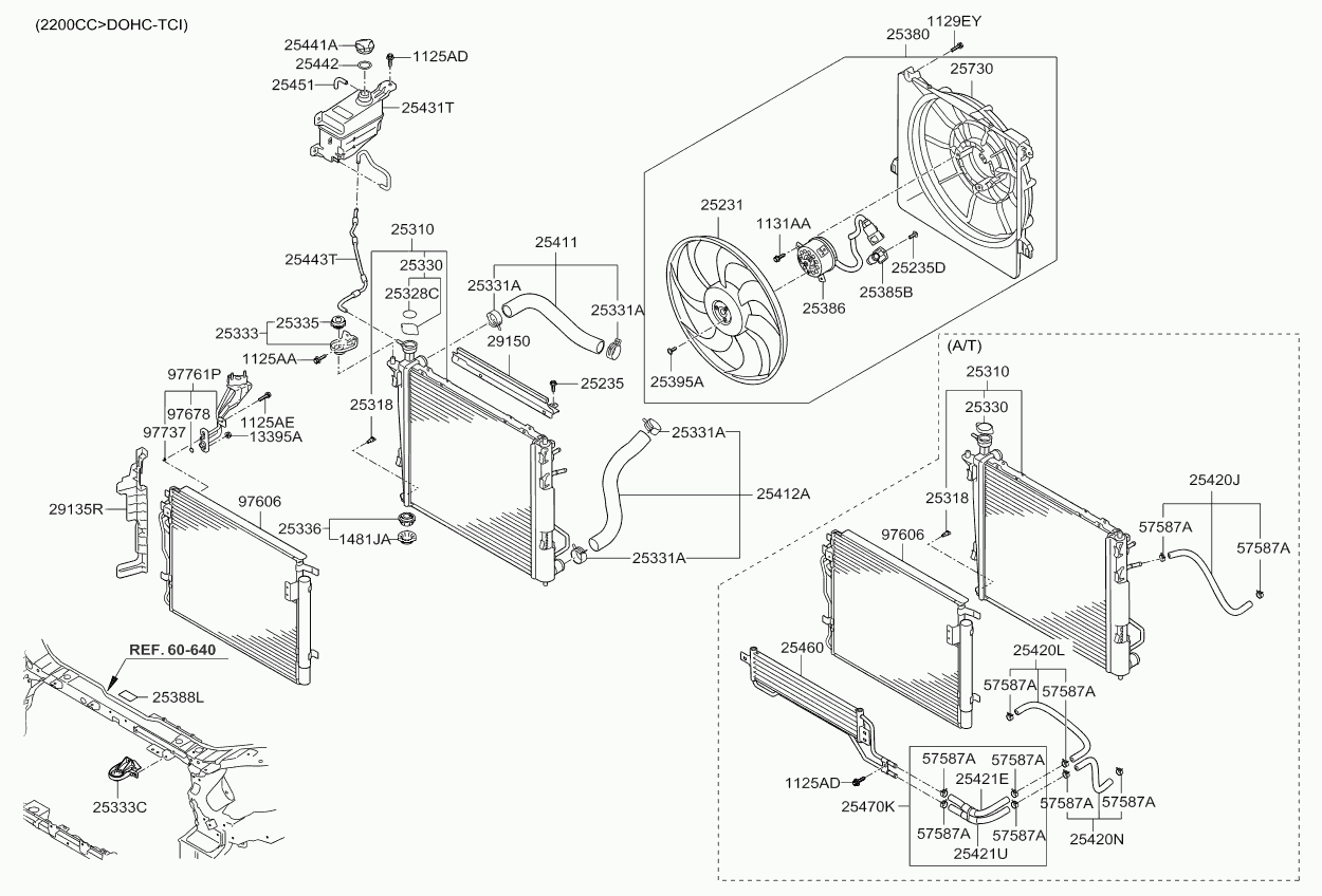 Радиатор двигателя в сборе для Киа Соренто 2009-2012