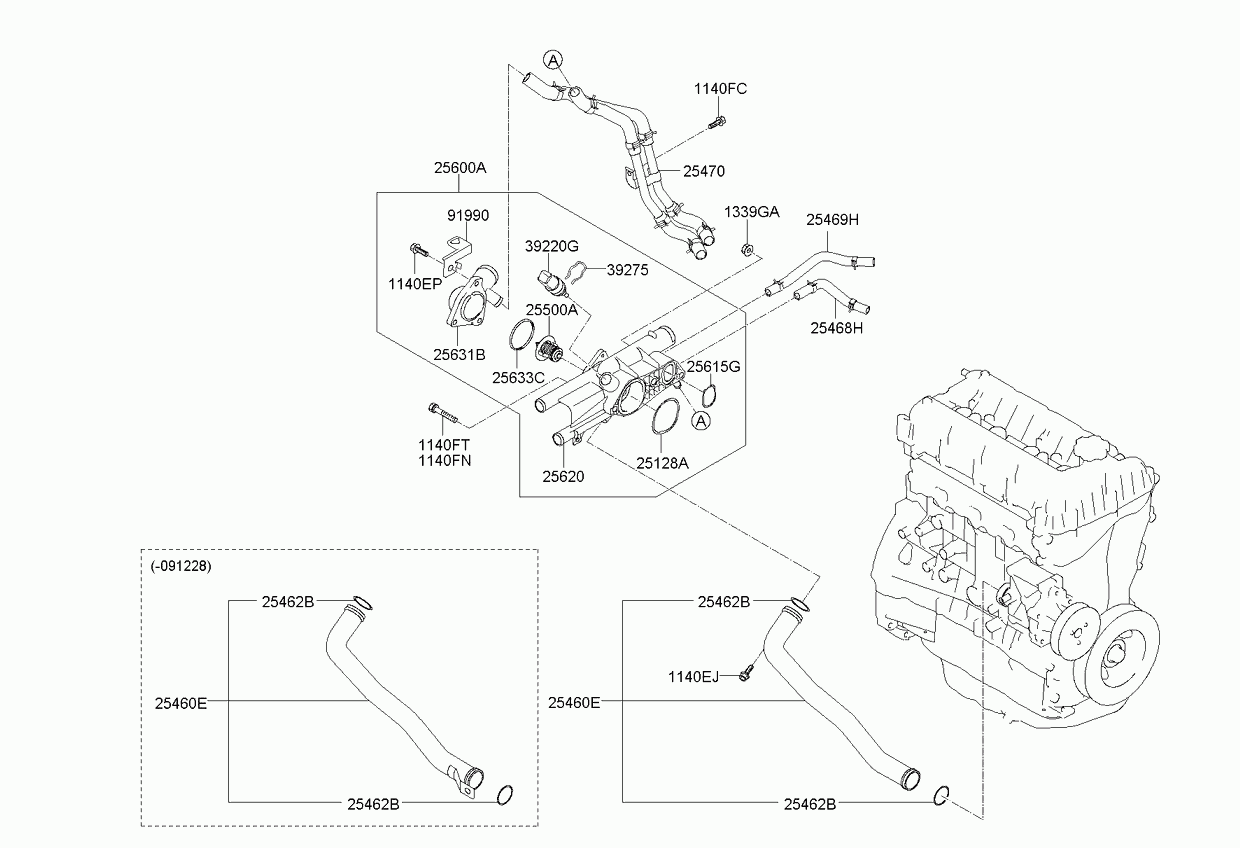 Корпус термостата в сборе для Киа Соренто 2009-2012