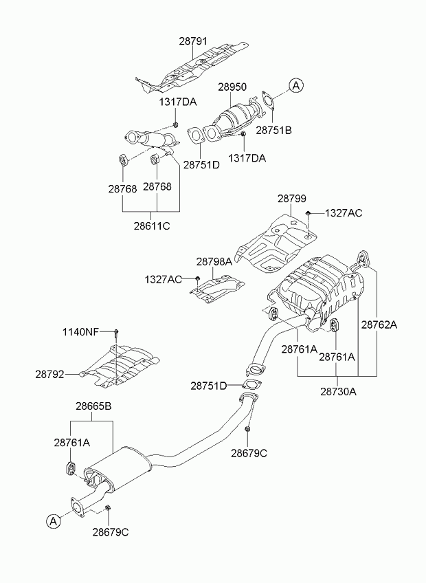 Глушитель основной для Киа Соренто 2009-2012