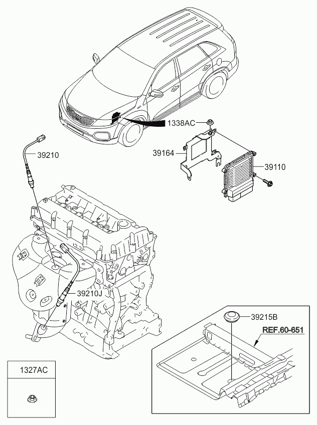 Кислородный датчик, лямбда зонд верхний для Киа Соренто 2009-2012