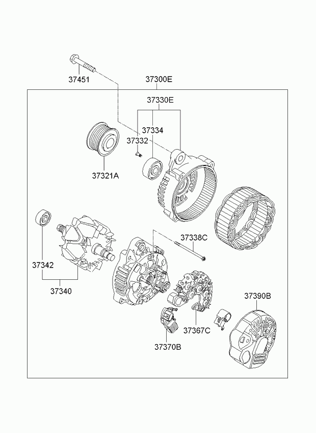 Генератор в сборе для Киа Соренто 2009-2012