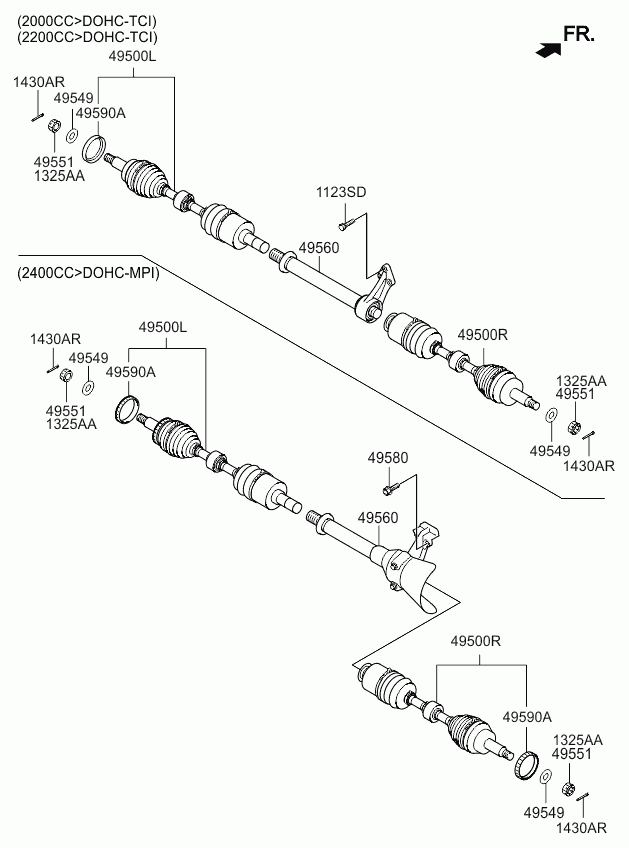Приводной вал правый для Киа Соренто 2009-2012