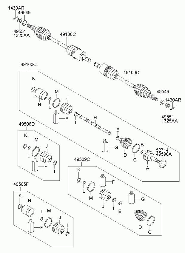 Полуось задняя правая для Киа Соренто 2009-2012