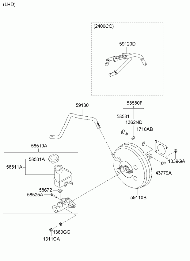 Главный цилиндр тормозной в сборе для Киа Соренто 2009-2012
