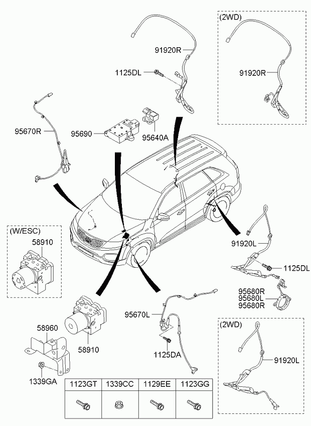 Датчик АБС задний правый для Киа Соренто 2009-2012