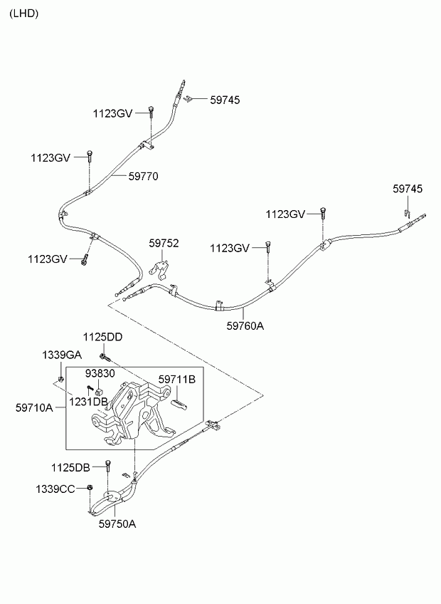 Трос правый стояночного, ручного тормоза для Киа Соренто 2009-2012