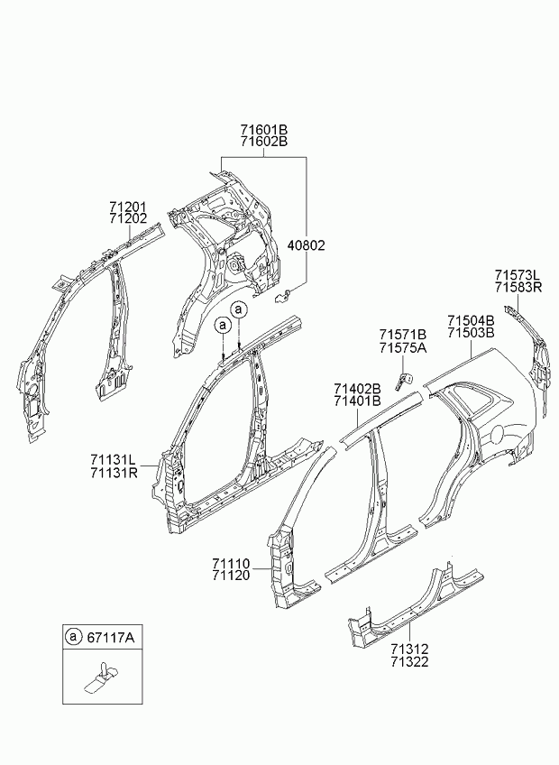 Центральная стойка кузова правая для Киа Соренто 2009-2012
