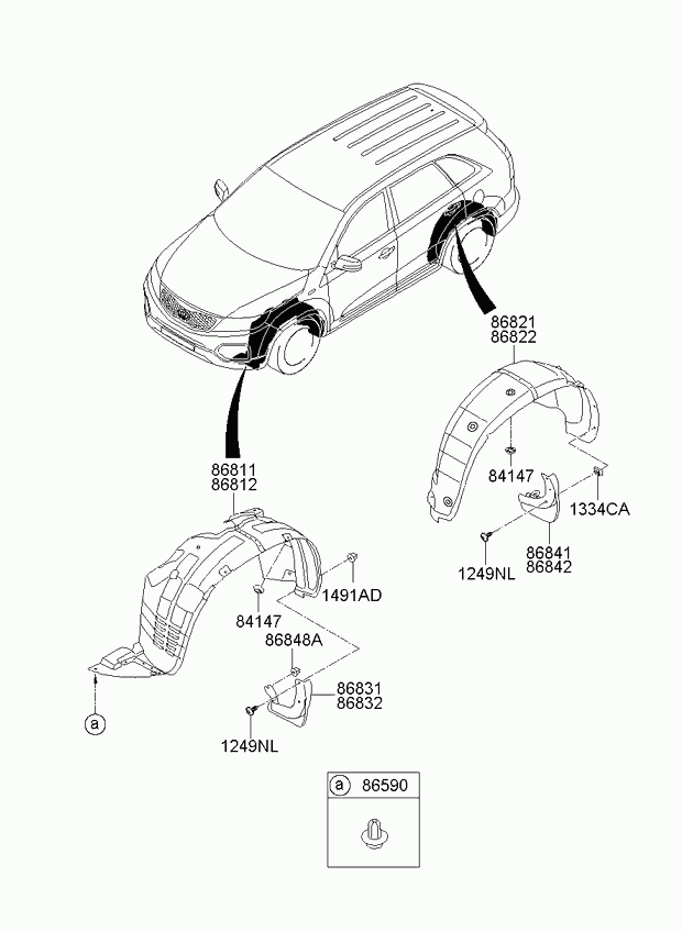 Подкрылок передний правый для Киа Соренто 2009-2012