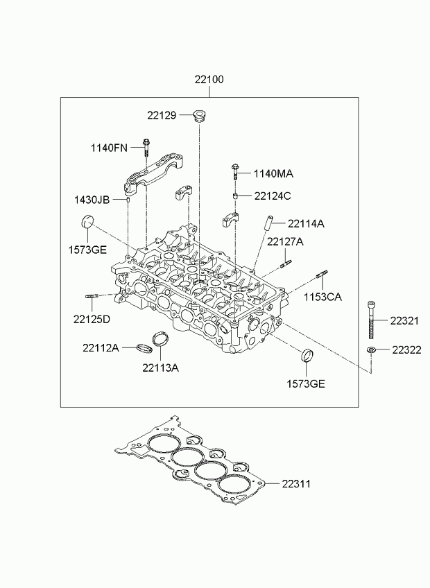 Головка блока цилиндров в сборе для Киа Церато 2006-2009