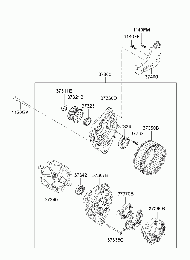 Генератор в сборе для Киа Церато 2006-2009