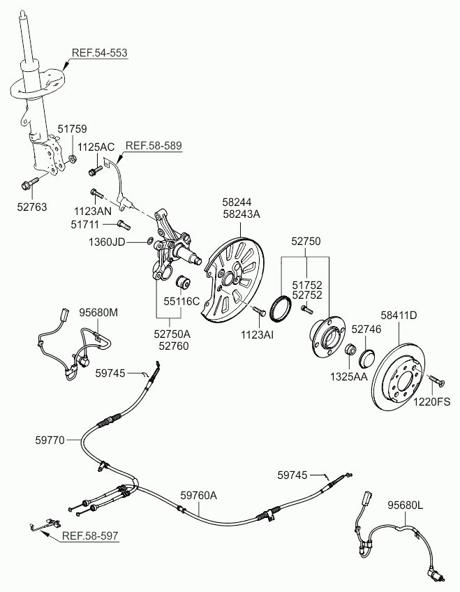 Поворотный кулак задний правый для Киа Церато 2006-2009