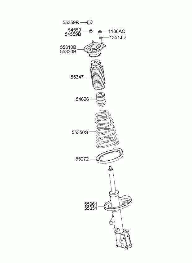 Амортизатор задний правый для Киа Церато 2006-2009