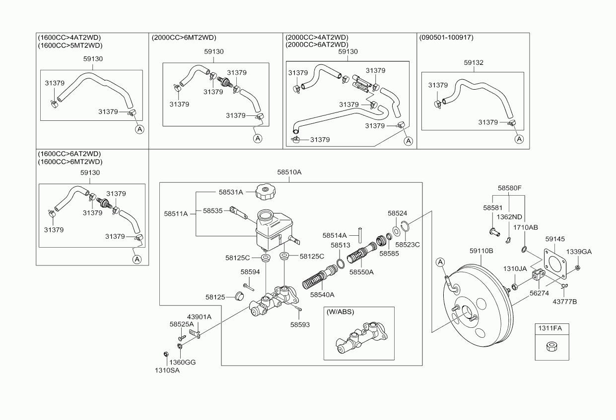 Главный цилиндр тормозной в сборе для Киа Церато 2006-2009