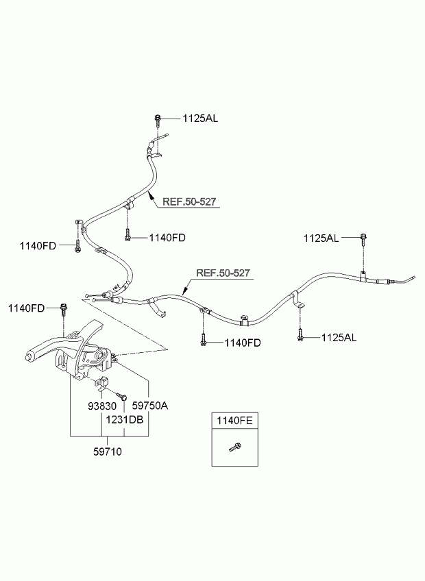 Трос левый стояночного, ручного тормоза для Киа Церато 2006-2009