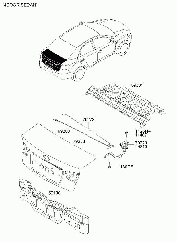 Крышка багажника для Киа Церато 2006-2009