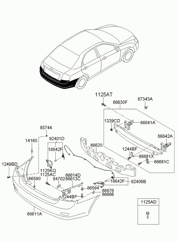 Бампер задний для Киа Церато 2006-2009