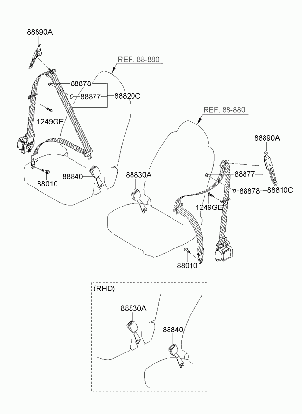 Ремень безопасности водителя для Киа Церато 2006-2009