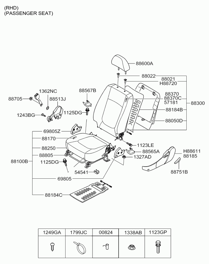 Подушка сиденья водителя для Киа Церато 2006-2009