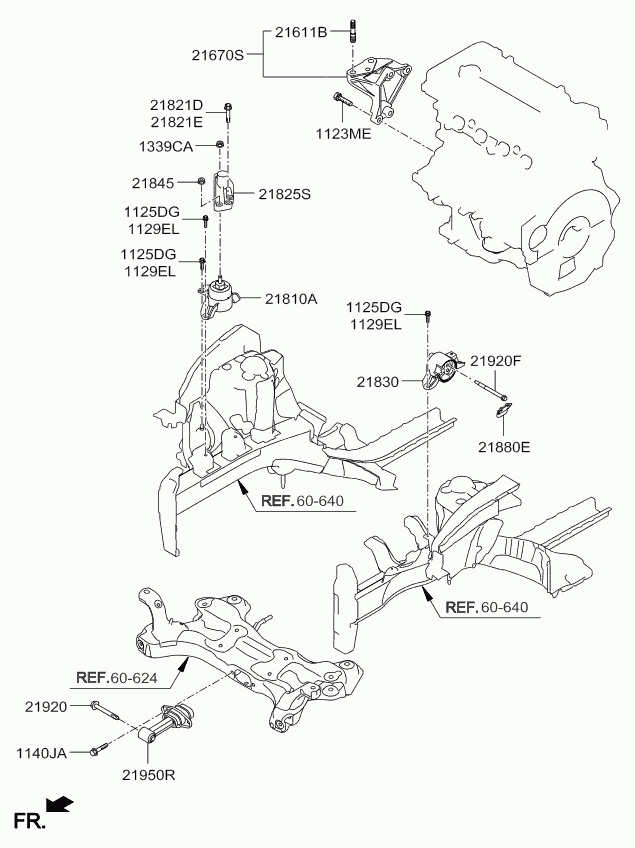 Подушка двигателя передняя для Киа Церато 2008-2013