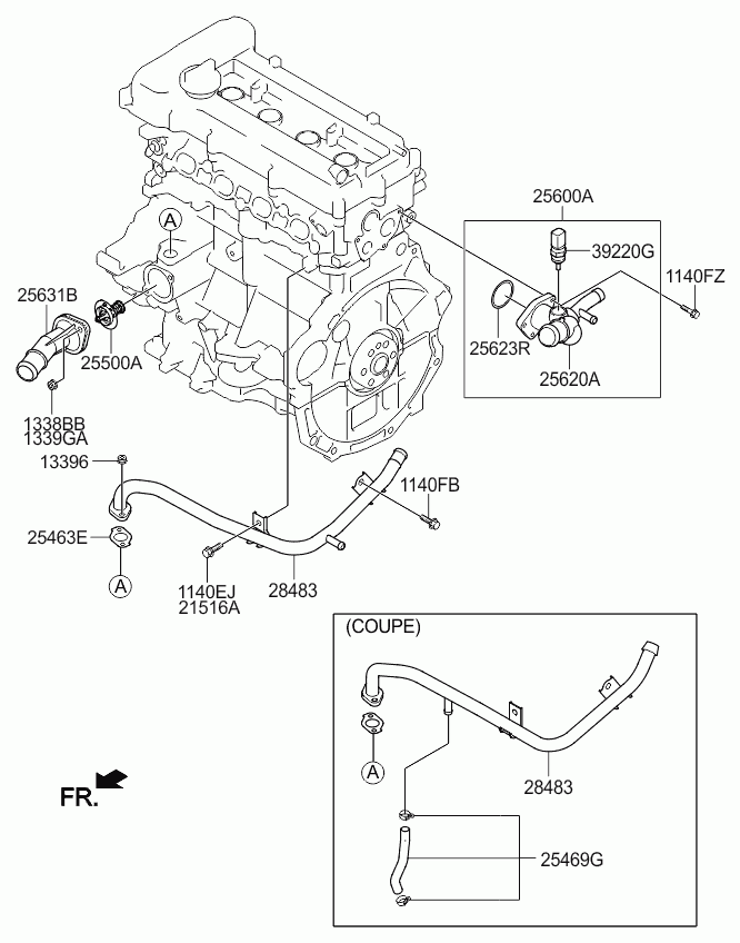 Корпус термостата в сборе для Киа Церато 2008-2013