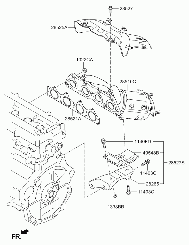 Коллектор выпускной для Киа Церато 2008-2013