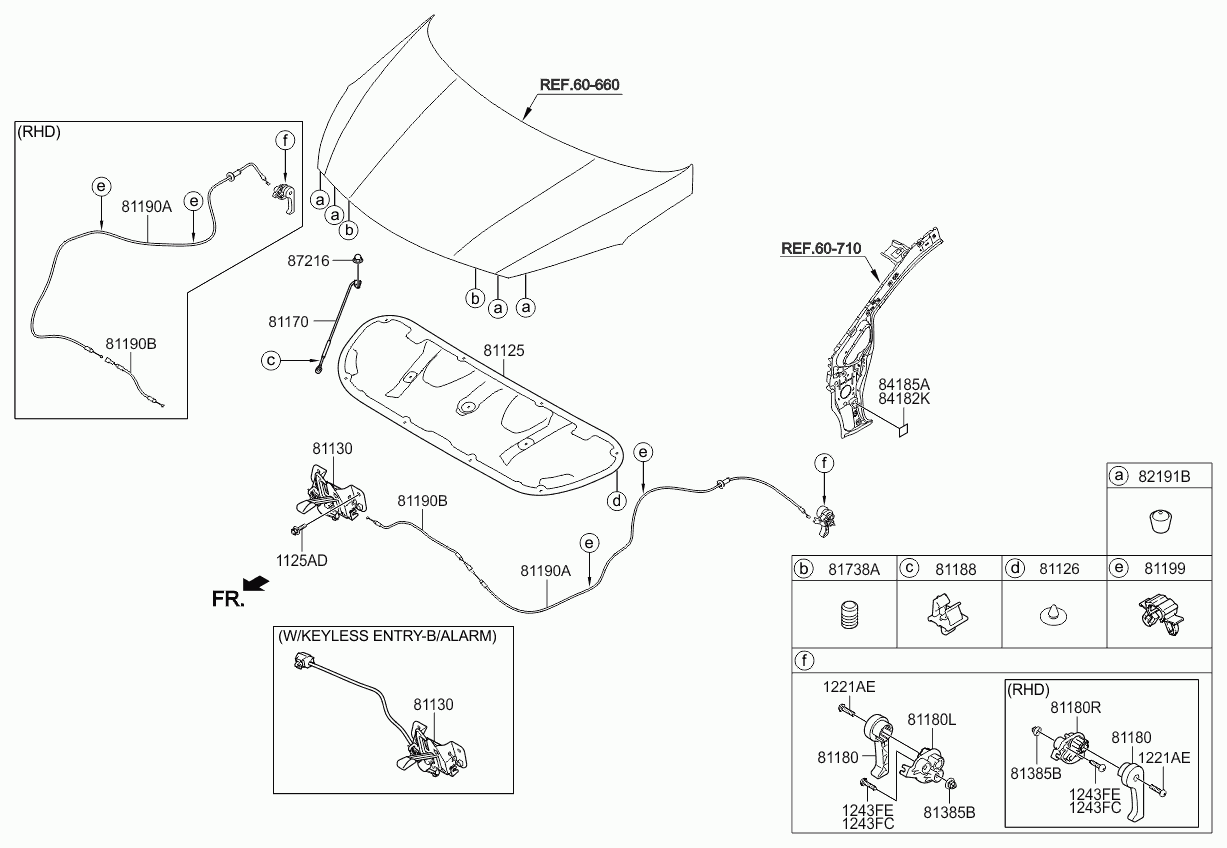 Замок капота для Киа Церато 2008-2013