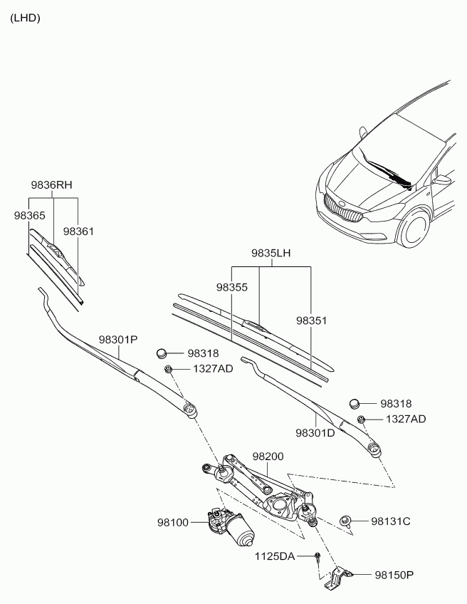 Трапеция переднего стеклоочистителя для Киа Церато 2008-2013