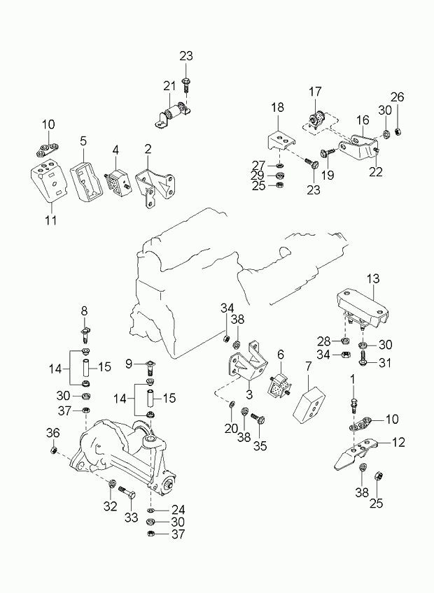 Подушка двигателя задняя для Киа Спортейдж 1993-2006