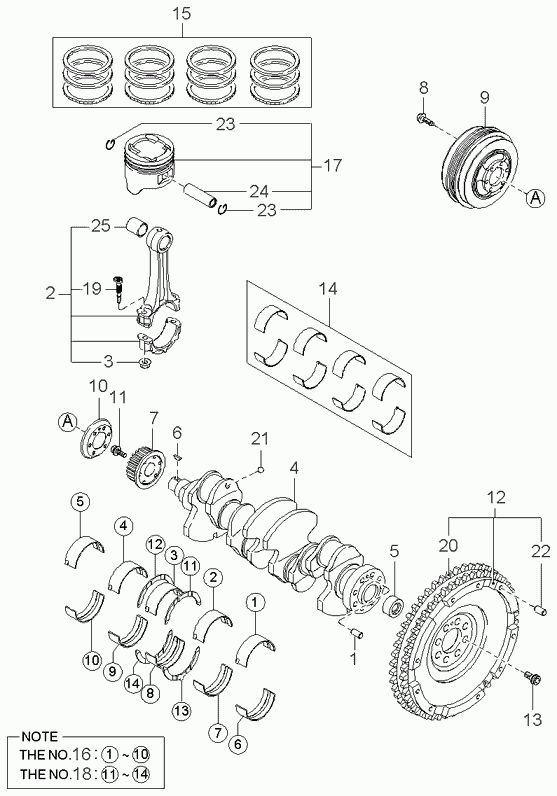 Вкладыши шатунные для Киа Спортейдж 1993-2006