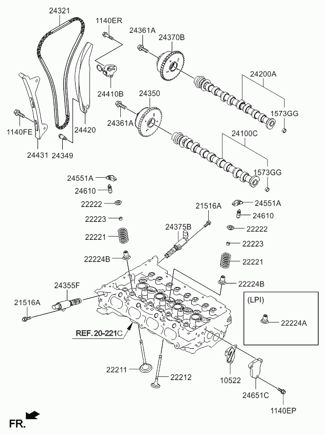 Впускной распредвал для Киа Спортейдж 2014-2016