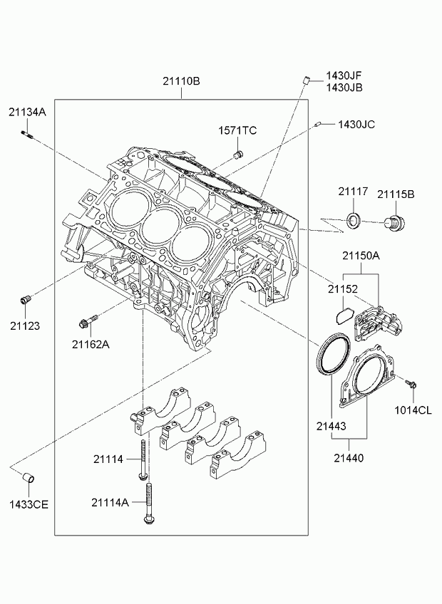 Блок цилиндров в сборе для Киа Опирус 2006-2011