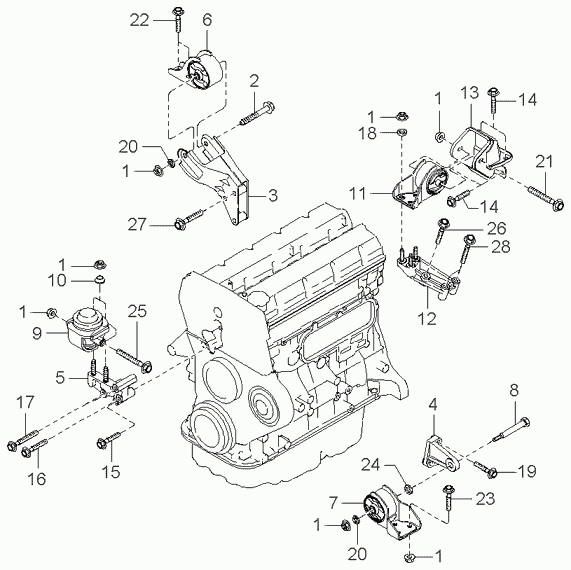 Подушка двигателя передняя для Киа Опирус 2006-2011