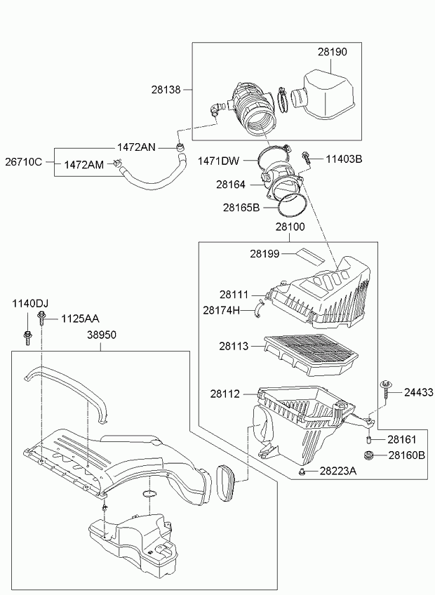 Корпус воздушного фильтра в сборе для Киа Опирус 2006-2011