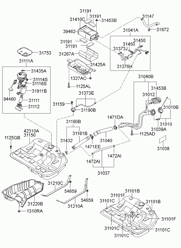 Топливный насос в сборе для Киа Опирус 2006-2011