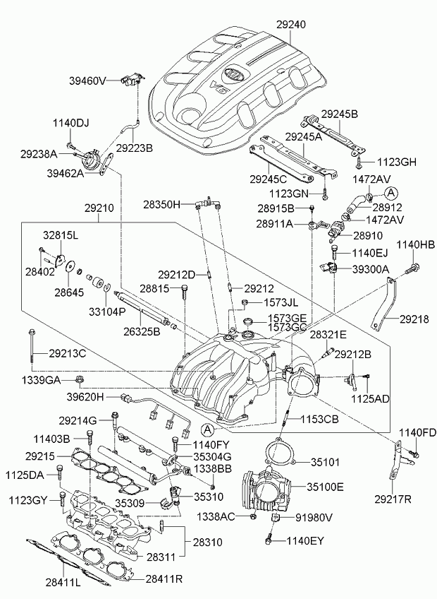 Топливная форсунка для Киа Опирус 2006-2011