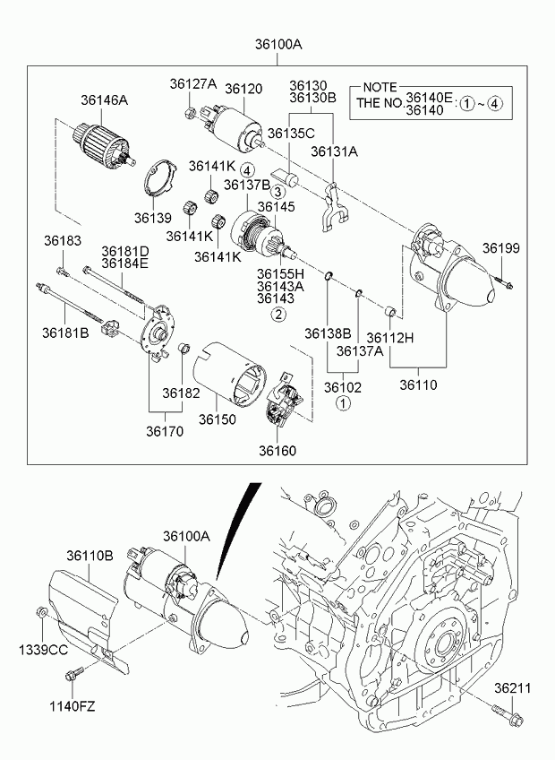 Стартер в сборе для Киа Опирус 2006-2011