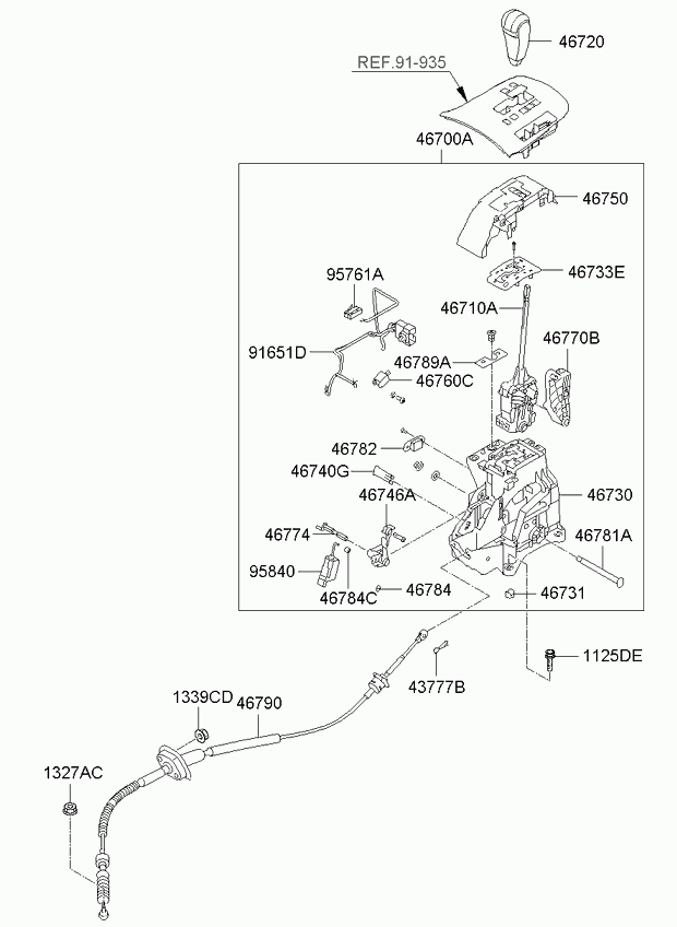 Трос переключения скоростей для Киа Опирус 2006-2011