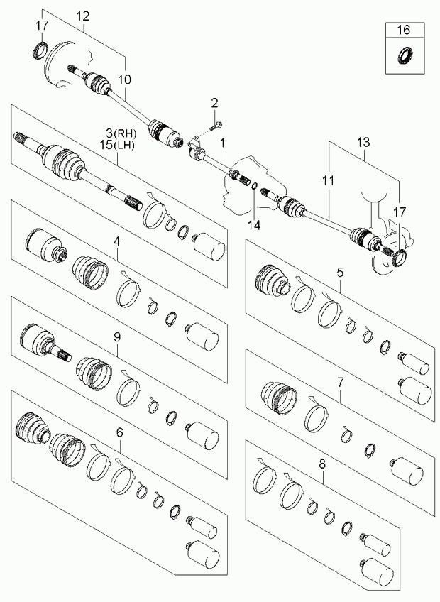 Промежуточный вал для Киа Опирус 2006-2011