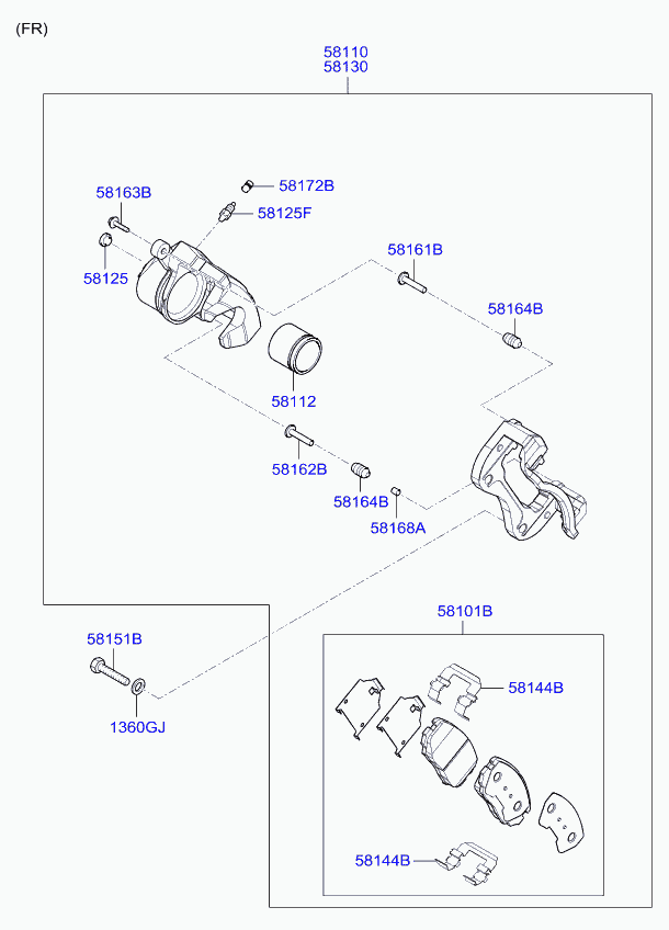 Колодки тормозные передние для Киа Опирус 2006-2011