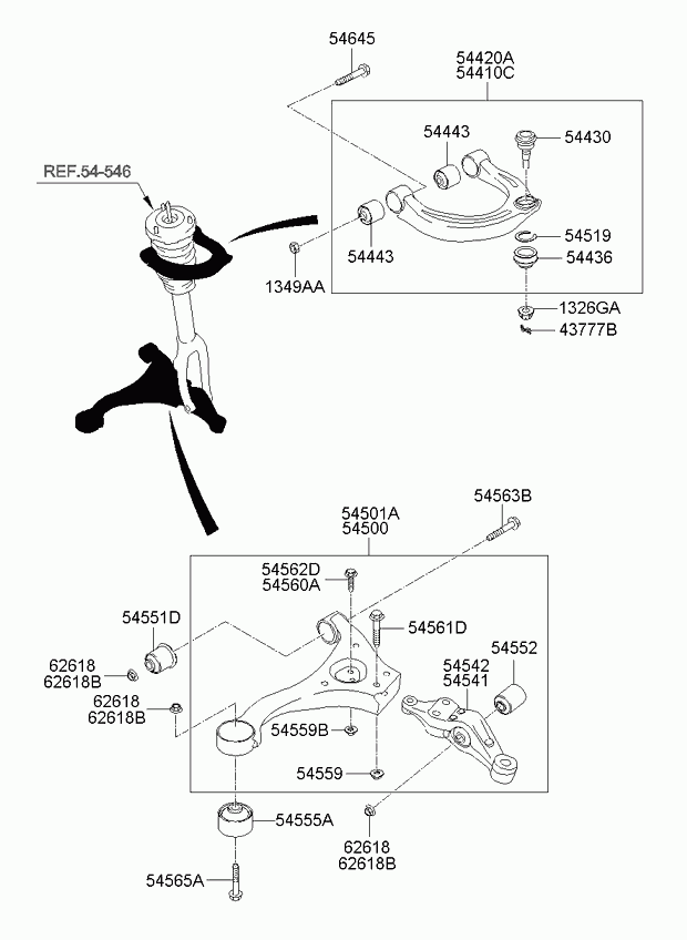 Рычаг передний нижний левый для Киа Опирус 2006-2011