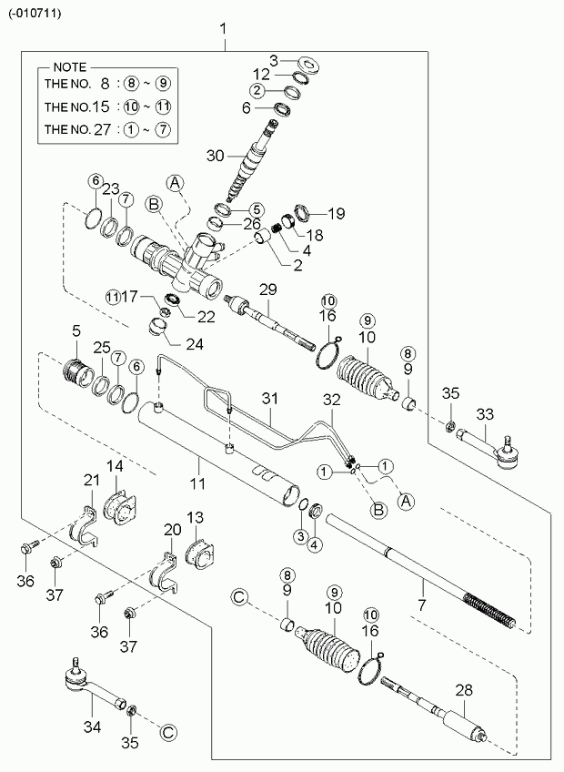 Рулевая рейка в сборе с наконечниками для Киа Опирус 2006-2011