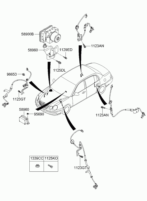 Датчик АБС задний левый для Киа Опирус 2006-2011