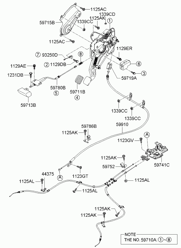 Трос левый стояночного, ручного тормоза для Киа Опирус 2006-2011