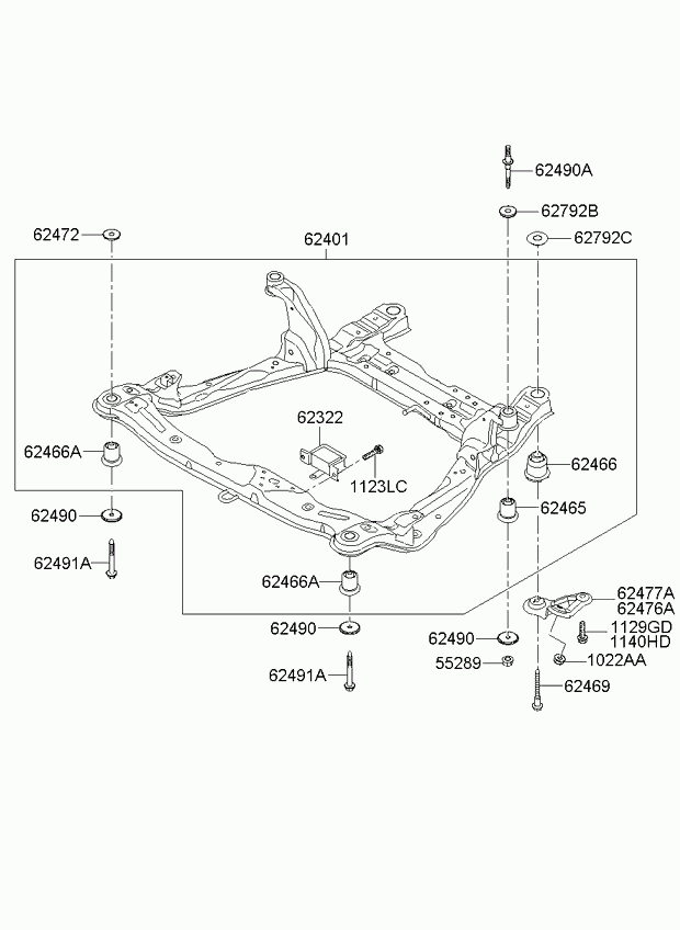 Подрамник передний, балка для Киа Опирус 2006-2011