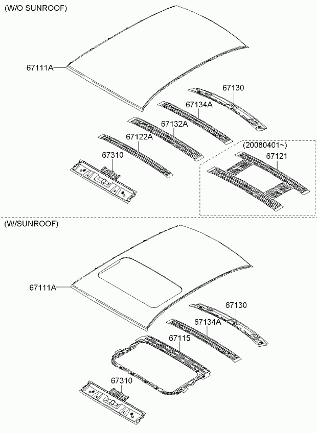 Крыша для Киа Опирус 2006-2011