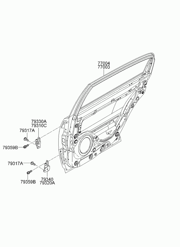 Дверь задняя левая для Киа Опирус 2006-2011