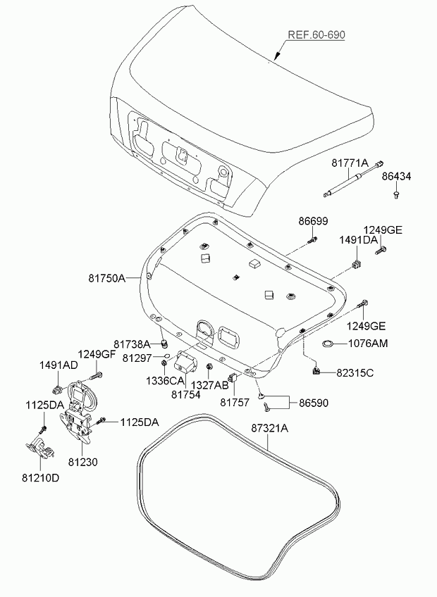 Замок багажника для Киа Опирус 2006-2011