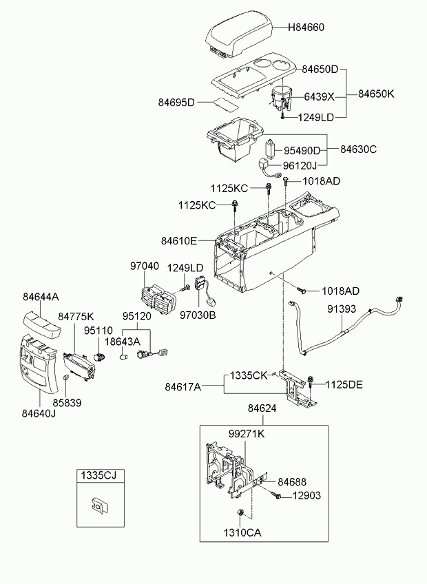 Подлокотник салона для Киа Опирус 2006-2011