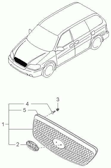 Решетка радиатора для Киа Опирус 2006-2011